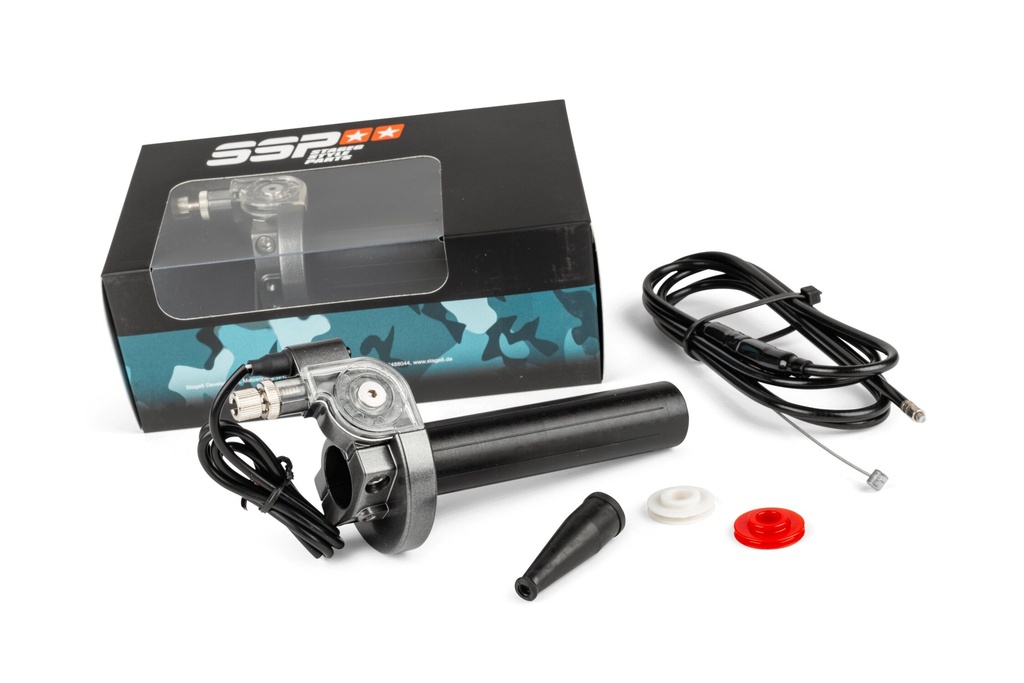 STAGE 6 SSP ADJUSTABLE QUICK-ACTION THROTTLE W. CABLE STEEL GRAY