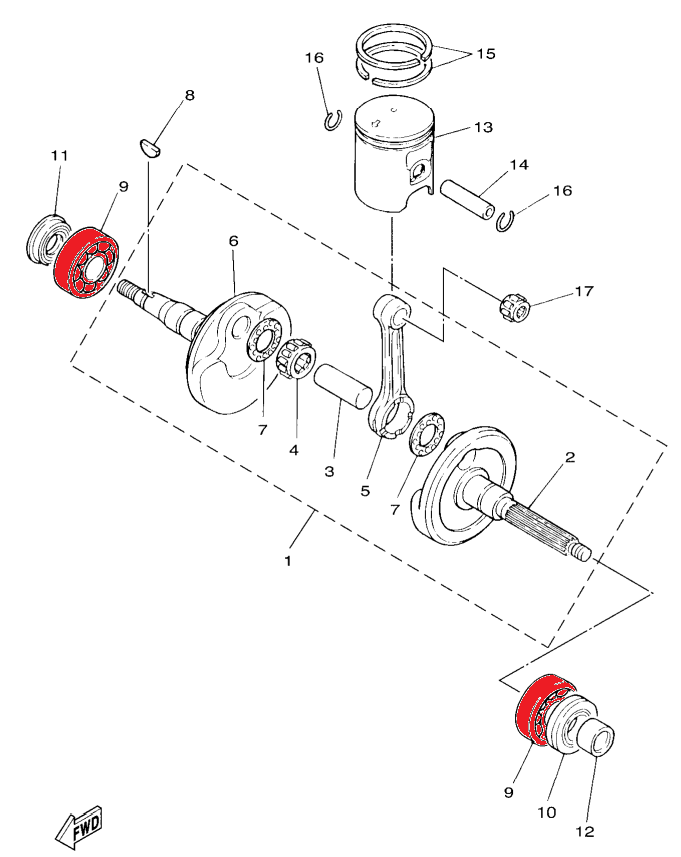 YAMAHA GENUINE, BALL BEARING, CRANK MAIN