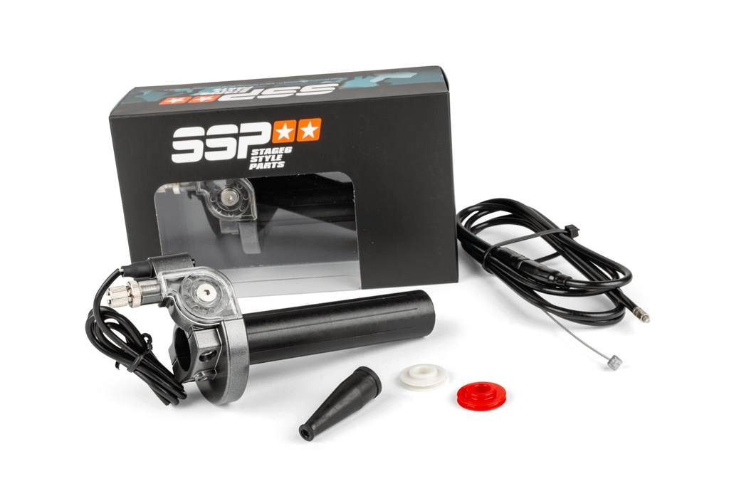 STAGE 6 SSP ADJUSTABLE QUICK-ACTION THROTTLE W. CABLE STEEL GRAY