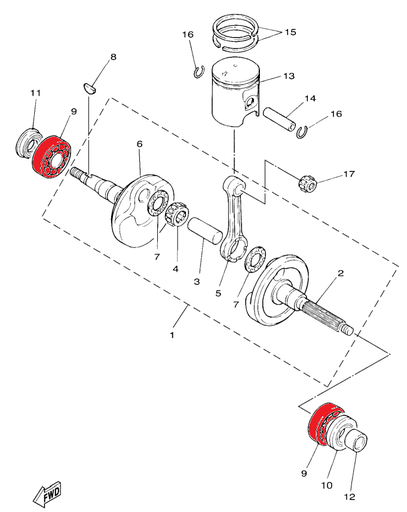 [BRG-6205C3] YAMAHA GENUINE, BALL BEARING, CRANK MAIN